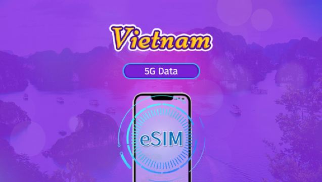 Vietnam 5G eSIM | Supports mainstream apps including TikTok, Google Maps & ChatGPT | Day Pass/Total Package | 24H Billing | 1-30 days | QR code