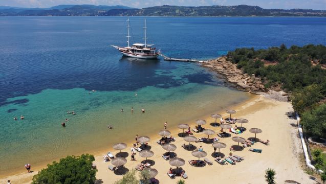 Ormos Panagias: Crucero por la Laguna Azul hasta la Isla Ammouliani