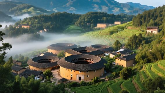 Tur mobil sewaan pribadi dari Xiamen ke Tianluokeng, Yunshuiyao, Yongding, dan Chuxi Tulou, termasuk biaya masuk.