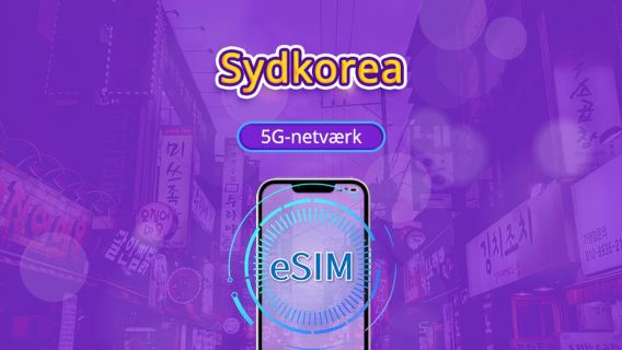 Sydkorea 5G eSIM | Understøtter TikTok & ChatGPT | Daglig datapakke / Samlet datapakke | Faktureres pr. 24 timer | 1-30 dage | QR-kode