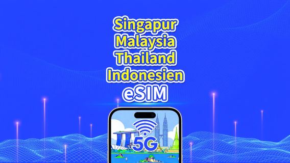 Südostasien eSIM | Singapur/Malaysia/Thailand/Indonesien | 5G/4G | Natürlicher Tag | 1–30 Tage | QR-Code