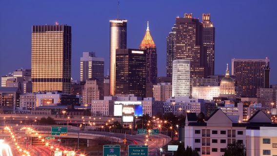 Visite nocturne d'Atlanta avec photos et dîner.