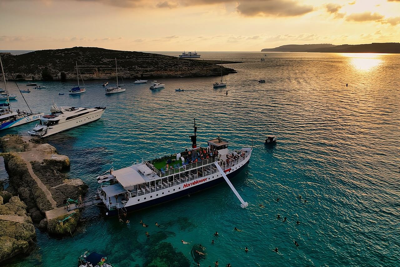 Malta Sunset Boat Tour: Bugibba to Comino Blue Lagoon Cruise