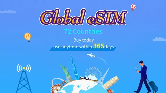 Global (72 negara) | 4G/5G eSIM | Paket Total | Validitas 365 hari | 24 Jam | Kode QR