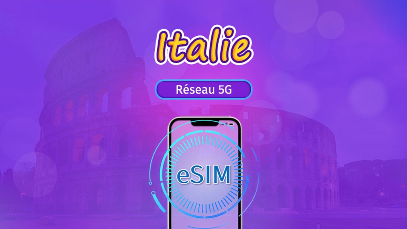 Italie |  eSIM 5G/4G | Forfait total | Facturation 24h | 7–30 jours | Code QR