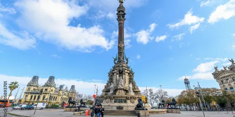 西班牙巴塞隆拿哥特區+蘭布拉大道+哥倫布紀念碑+舊港