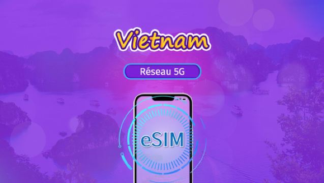 Vietnam | eSIM 5G | Forfait journalier/forfait total | Facturation 24h | 1 à 30 jours | Code QR