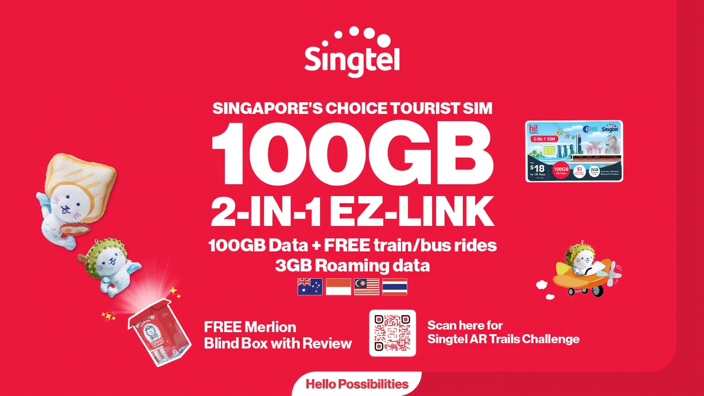 [Singapore] Singtel hi! | 4G/5G SIM card | Changi Airport 24H/Downtown pick up | Optional EZlink tra