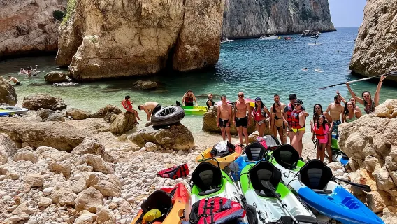  Kayak Javea Guided Cala Granadella, llop marí cave, cala en caló