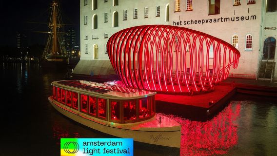 Festival des Lumières d'Amsterdam : Croisière en bateau-salon + Boissons chaudes et en-cas