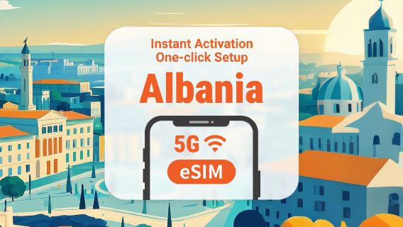Albania 5G eSIM | 2 redes | Acesso completo a AI e TikTok | 1–30 dias | QR code