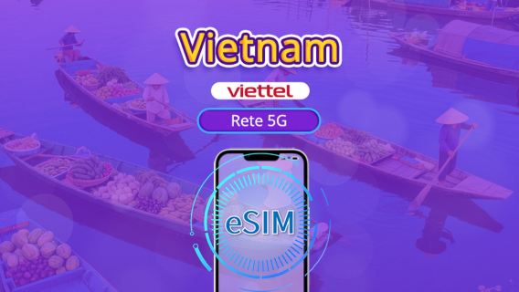 Vietnam Viettel eSIM | Supporta rete 5G & Tiktok & ChatGPT | Pacchetto giornaliero | 3-30 giorni | Addebito a giorni naturali | QR code