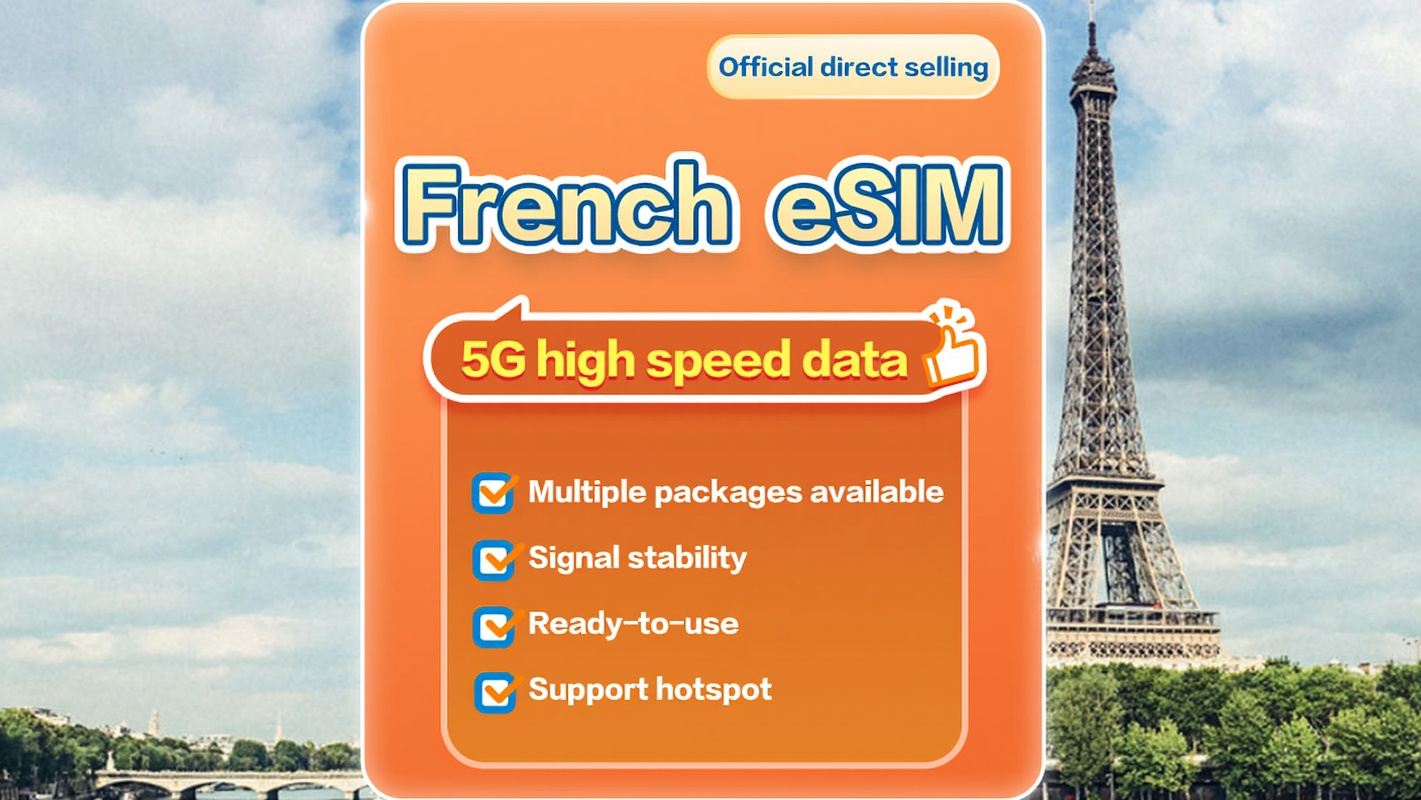 5G во Франции|eSIM|Доступно несколько пакетов|Закажите сейчас и используйте сейчас|Поддержка точки доступа|QR-код