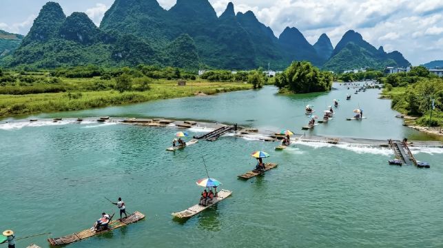 桂林陽朔興坪三星漓江遊船竹筏1日遊千里江山圖