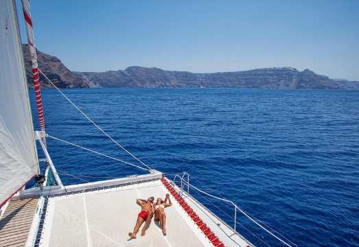 Sailing Catamaran Cruise in Santorini with BBQ, Drinks and Transfer Guide