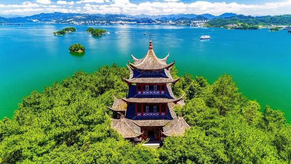 perjalanan satu hari Danau Qiandao Hangzhou dalam Bahasa Mandarin/Inggris/Rusia/Prancis/Jerman/Italia XF