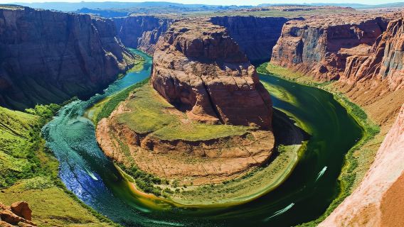 Excursión en helicóptero desde Page a la Curva de la Herradura (vistas aéreas espectaculares de la Curva de la Herradura, el lago Powell y la presa del Glen Canyon)