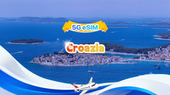eSIM 5G Croazia | Pacchetto completo | Totale 1-30 GB | 3-30 giorni | Sistema attivo 24 ore su 24 | QR code