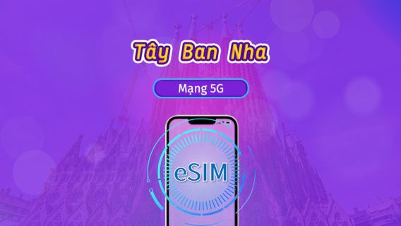 Tây Ban Nha | eSIM 5G/4G | Gói trọn gói | Tính phí mỗi 24 giờ | 7–30 ngày | Mã QR