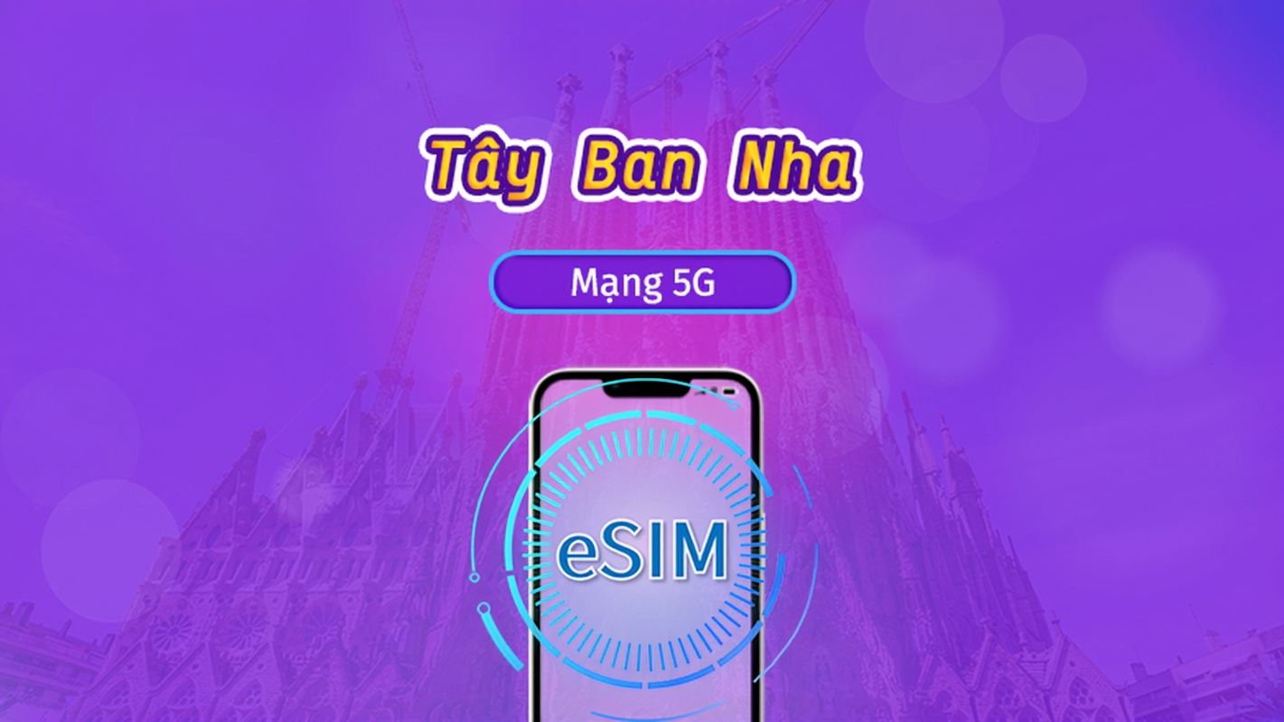 Tây Ban Nha | eSIM 5G/4G | Gói trọn gói | Tính phí mỗi 24 giờ | 7–30 ngày | Mã QR