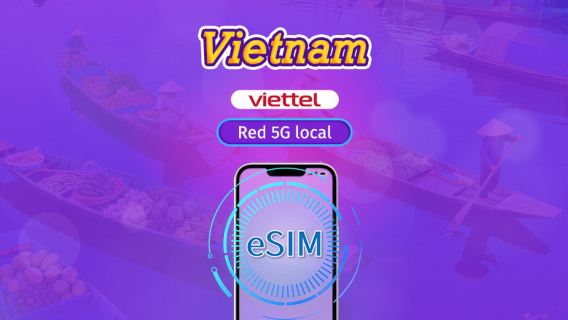 Vietnam Viettel eSIM | Compatible con red 5G y TikTok y ChatGPT | Pase diario | 3-30 días | Facturación por día calendario | Código QR