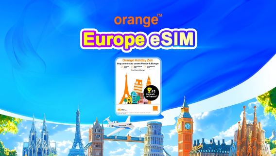 Europe Orange eSIM | Total 12GB-100GB | Unlimited calls & SMS in Europe | 31 Days | QR code