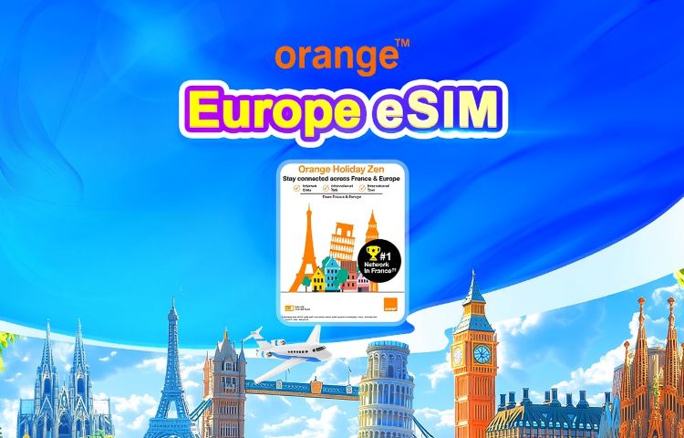 Europe Orange eSIM | Total 12GB-100GB | Unlimited calls & SMS in Europe | 31 Days | QR code