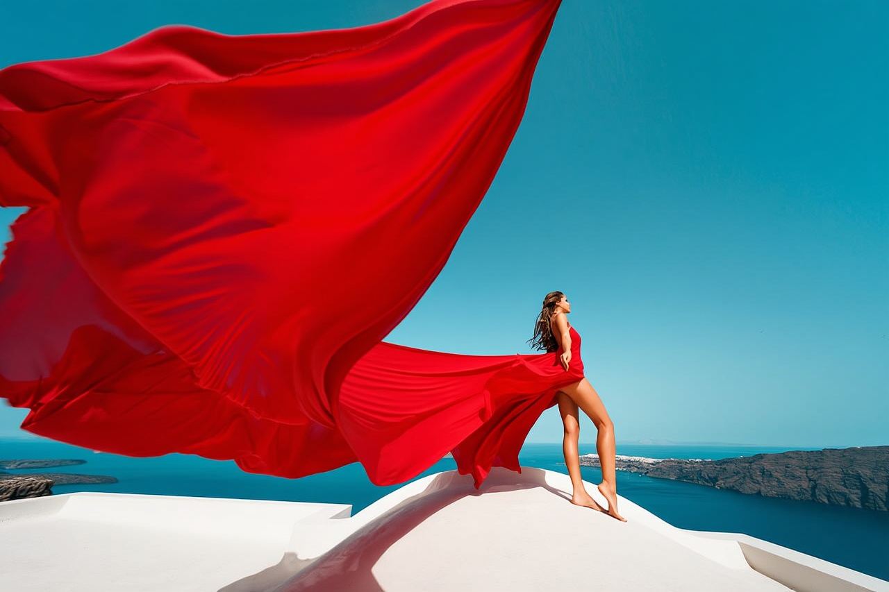 Santorini: Flying Dress Photoshoot