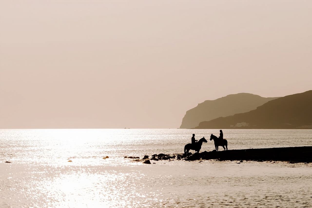 Santorini: Horseback Riding on the Black Sandy Eros Beach