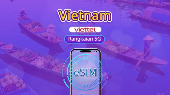 Vietnam Viettel eSIM | Menyokong rangkaian 5G & Tiktok & ChatGPT | Pakej harian | 3-30 hari | Caj mengikut hari kalendar | Kod QR