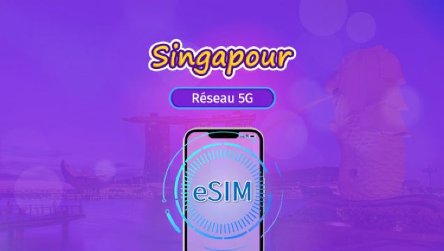 Singapour | eSIM 5G | Forfait journalier/forfait total | Facturation 24h | 1 à 30 jours | Code QR