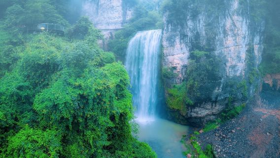 飛水谷+千潭湖竹筏+老家寨一日遊（百米流沙瀑布/原始村寨）