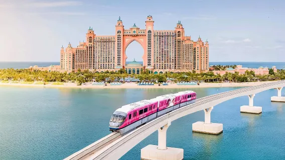 Biglietto per la funivia turistica di Dubai Palm Island - sola andata/andata e ritorno/Corse giornaliere illimitate disponibili - La monorotaia di Palm include foto di Atlantide