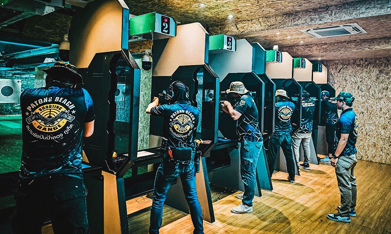 태국 푸켓 빠통 비치 사격장 Patong Beach Shooting Range 사격 클럽 실총 사격장 라이브 액션 게임 실탄 사격