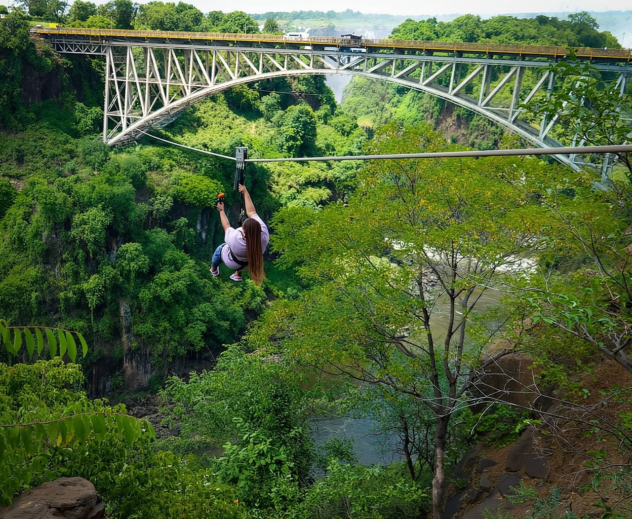 From Victoria Falls: Zip Line from the Victoria Falls Bridge