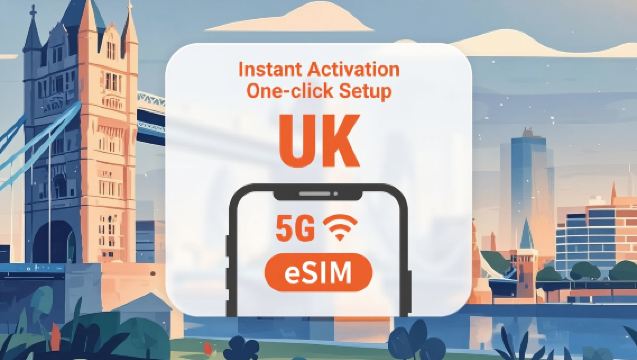 Storbritannien 5G eSIM | Dubbel täckning | Stöd för ChatGPT & TikTok | 1-30 dagars olika abonnemang | Omedelbar användning | QR-kod
