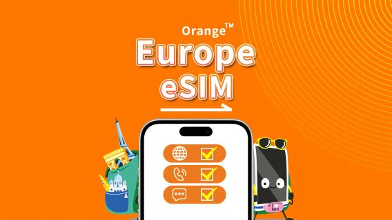 eSIM Europe Orange | Всего 20–100 ГБ | Безлимитные звонки и SMS в Европе | 7–30 дней | QR-код