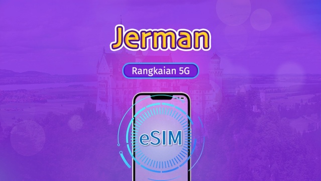 eSIM 5G Jerman | Menyokong TikTok, ChatGPT dan Aplikasi Popular Global Lain | Pas Harian / Pakej Kes