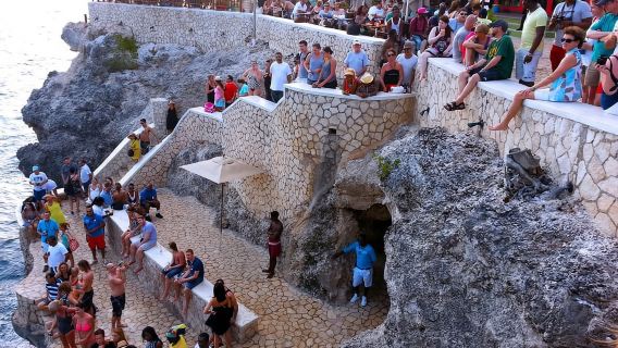 From Montego Bay: Blue Hole Mineral Spring and Rick's Cafe