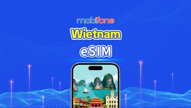 Wietnam mobifone eSIM | 4G | Całkowita ilość danych 30GB/50GB | Lokalny numer telefonu | Rozliczenie w dniach kalendarzowych | Kod QR