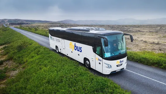 Fahrkarte für den Reisebus von Reykjavík in Island zum Flughafen Keflavík|Flybus|Beidseitig wählbar|ganztägig in Betrieb|Optionaler Hoteltransfer|Komfortabel und bequem