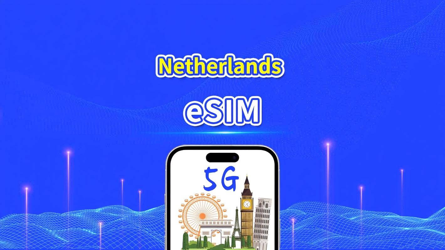 eSIM Paesi Bassi | Dati ad alta velocità | 5G/4G | Pacchetto giornaliero/dati | 24 ore | 1-30 giorni | Codice QR