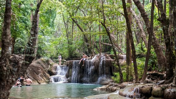 Erawan Waterfalls and Bridge Over River Kwai Tour from Bangkok