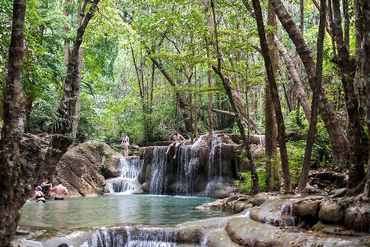 Erawan Waterfalls and Bridge Over River Kwai Tour from Bangkok