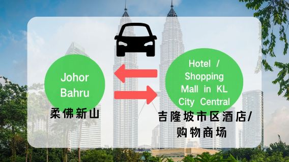 Трансфер на частном автомобиле из Джохор-Бару в отель или торговый центр в центре Куала-Лумпура