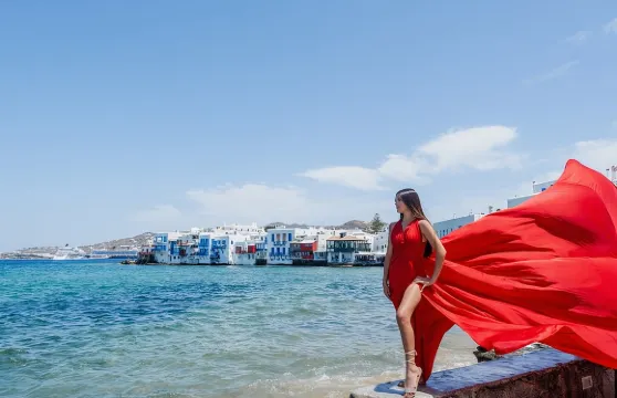 米克諾斯島飛行禮服寫真拍攝