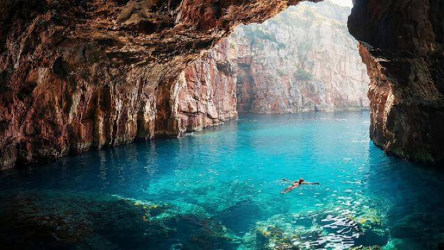 Kotor: Blue Cave Swim Stop, Lady of the Rocks & Submarine Base