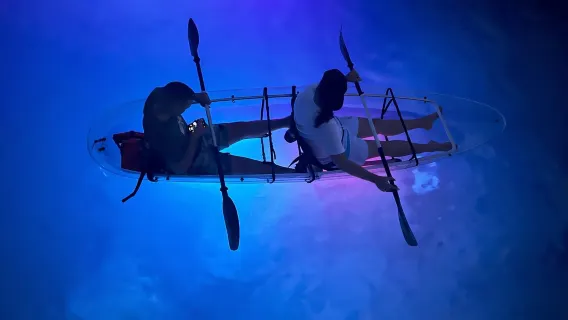 Pula : excursion en kayak transparent illuminé au coucher du soleil/de nuit