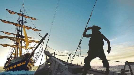 Ужин и шоу на пиратском корабле на закате в Лос-Кабосе