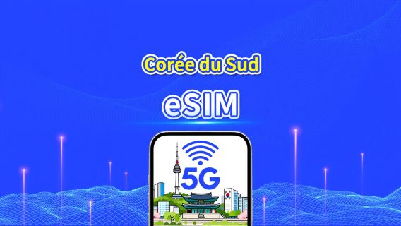 eSIM Corée du Sud 5G | Couverture de deux réseaux | Forfait Journalier/Forfait Data | 1-30 Jours | Facturation au Jour Calendrier | QR Code